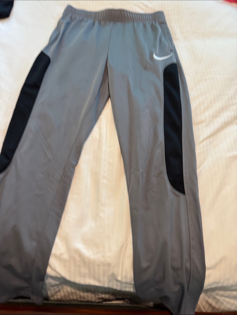 Nike Kids Gray Joggers with Black Side Panels